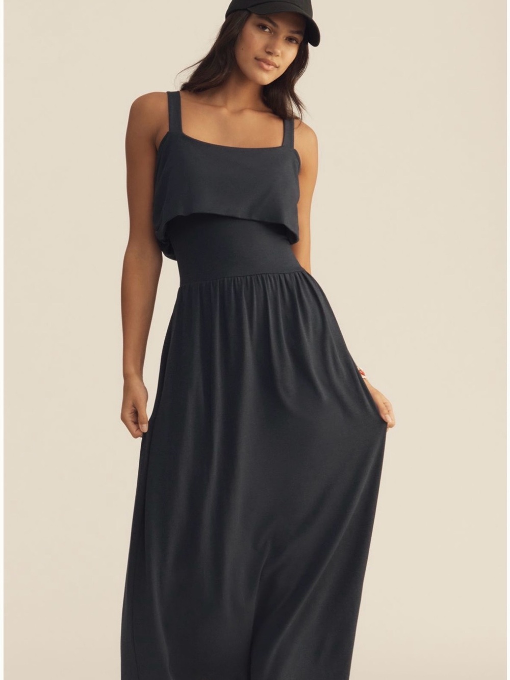 Nation LTD blue Layered Square-Neck Maxi Dress